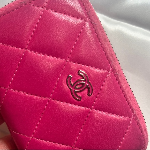 ♥️ Chanel Authentic Pink Leather Card Holder Wallet ❤️ - Picture 3 of 15
